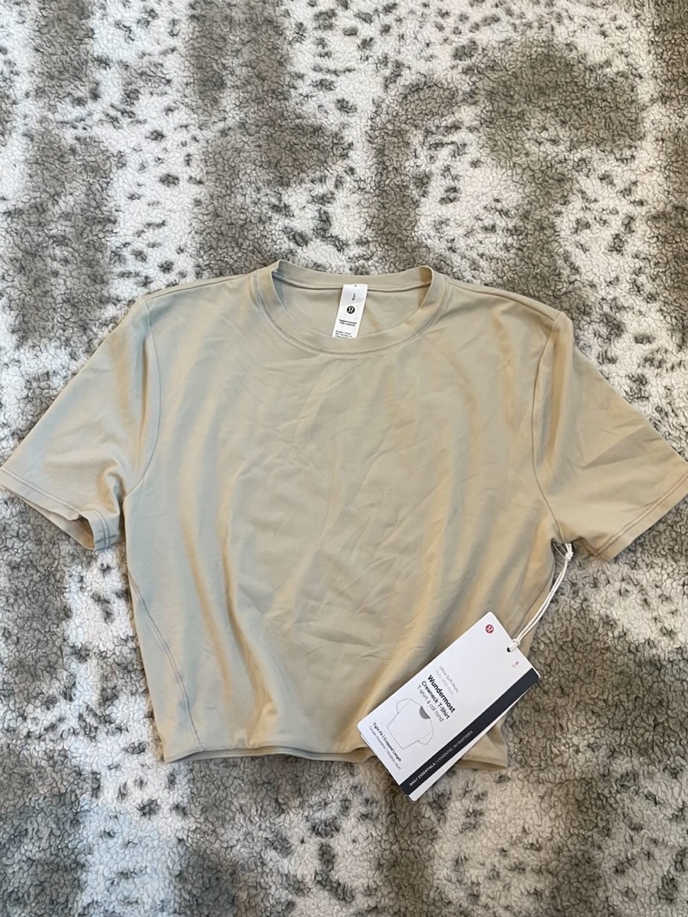 Lululemon Wundermost Ultra-Soft Nulu Crewneck Cropped T-Shirt Mojave Tan